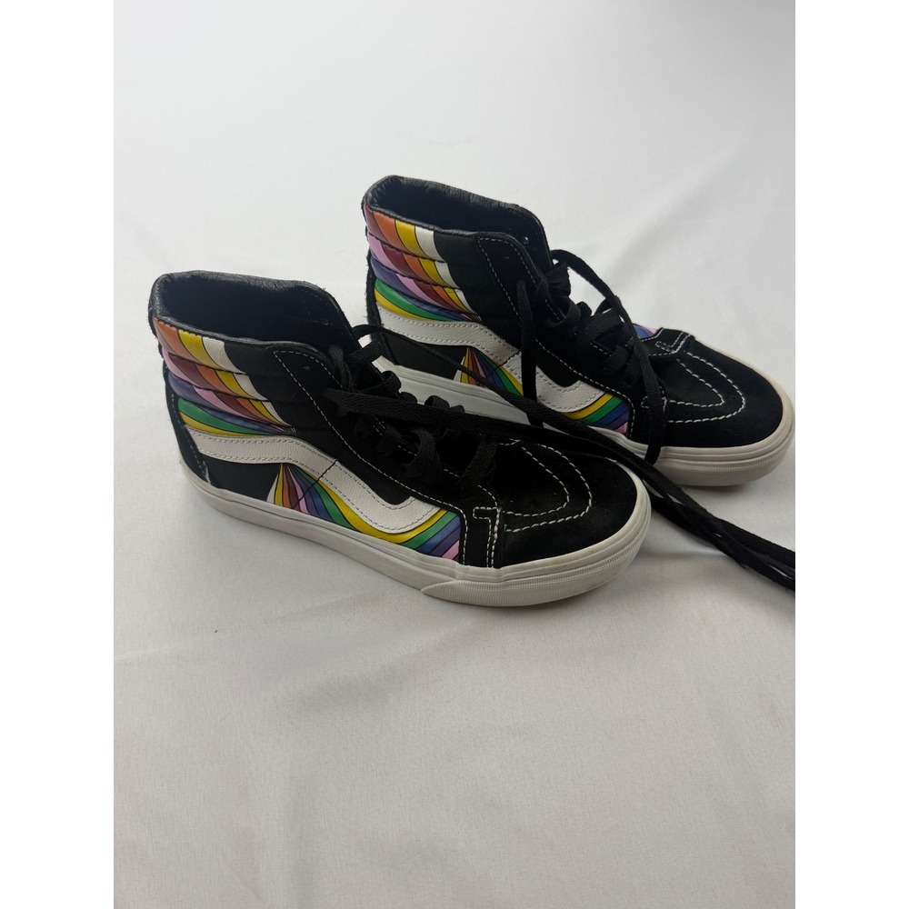 Vans Sk8-Hi Sneakers Womens 5.5 Black Rainbow Wave High Top Skate Shoes